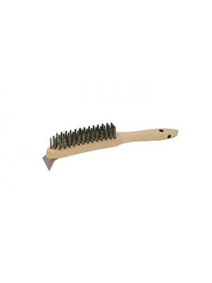 Wire Metal Grill Brush 4 Rows with Scraper - WIR003